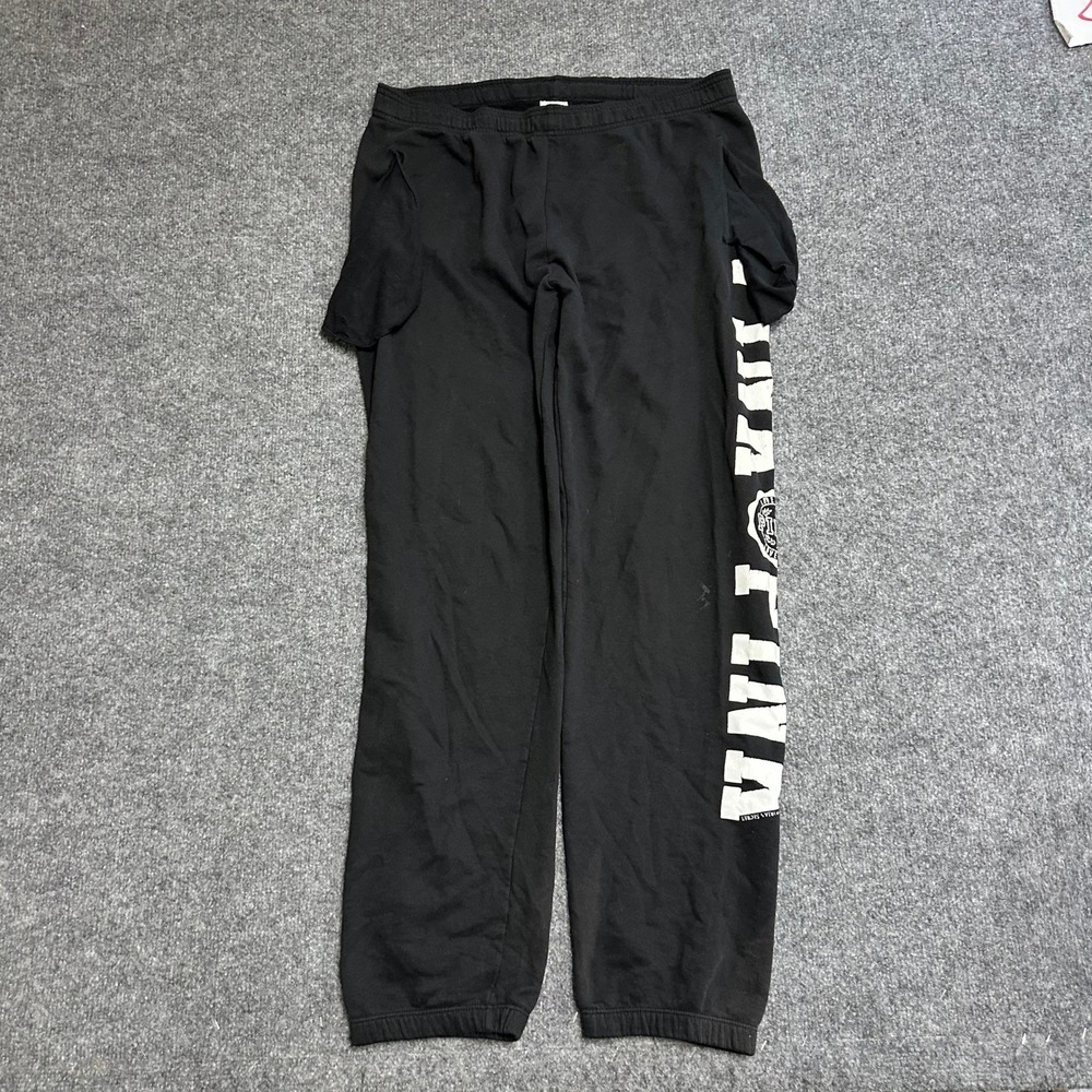 Pink Sweatpants Womens Size M Black Graphic Logo Jogger Loungewear Casual Fair